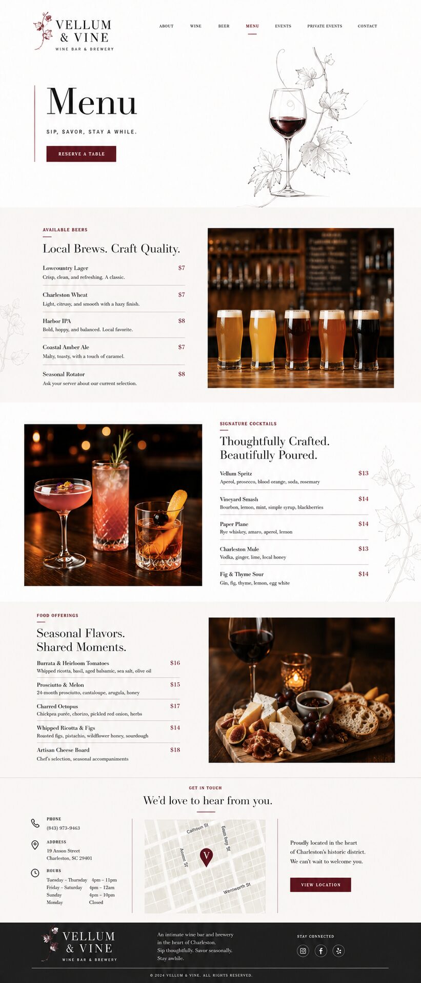 Menu design mockup